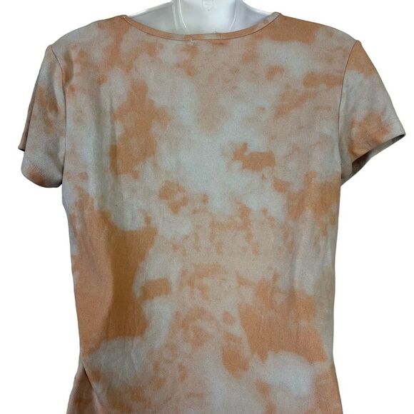 CATHERINE MALANDRINO Stretch Tie Dye Short Sleeve V-Neck Knit Top Shirt Tee sz S - Picture 14 of 16